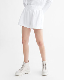 Side Logo Tape Sweatshorts, Bright White, hi-res