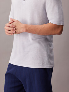 Linen Blend Classic Sweater Polo Shirt, Gray Dawn, hi-res