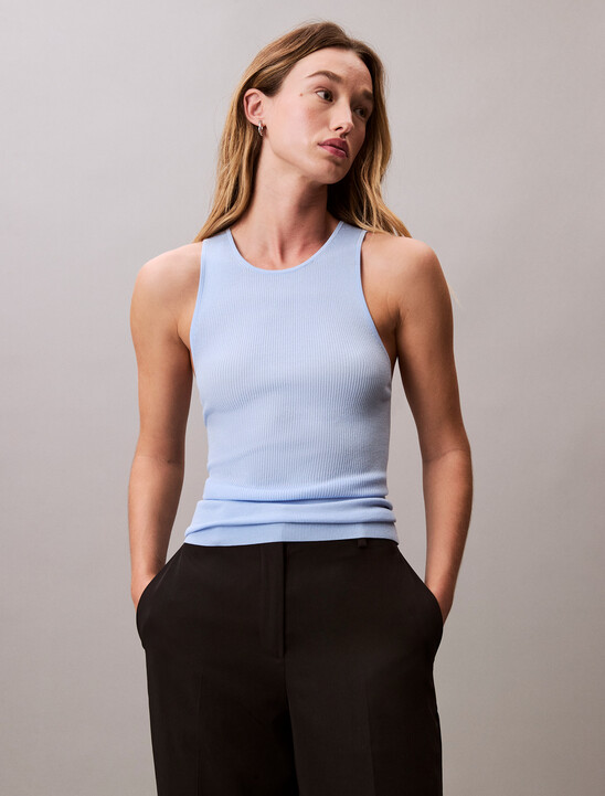 Viscose Blend Ribbed Tank Top