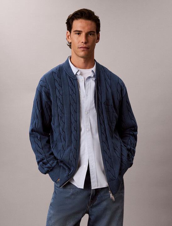 Garment Dye Cable Knit Jacket
