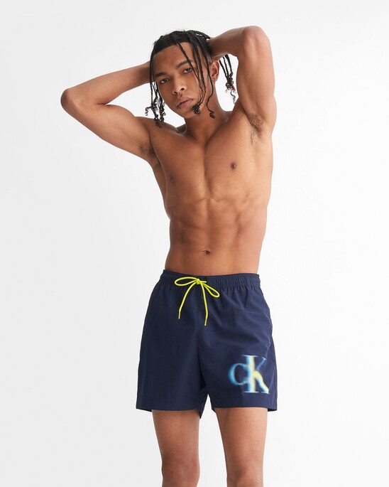 CK Monogram Medium Drawstring Swim Shorts