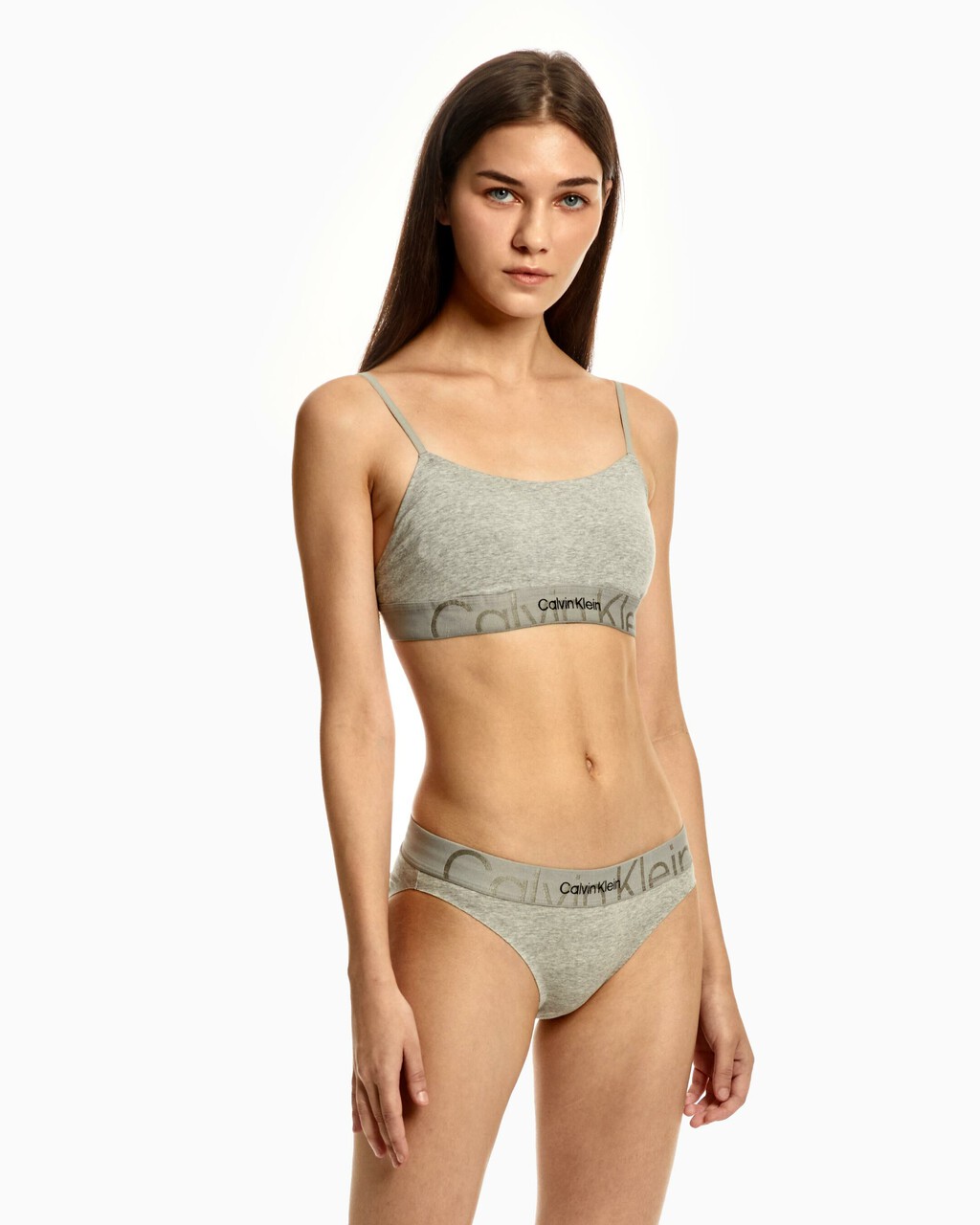 EMBOSSED ICON COTTON BIKINI, Grey Heather, hi-res