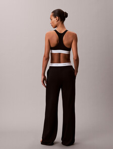 標誌棉質平紋布睡衣長褲, Black, hi-res