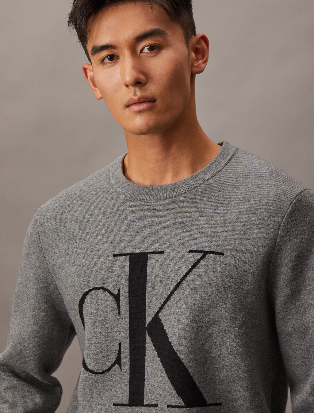 Monogram Wool Blend Sweater, B30 Grey Heather, hi-res