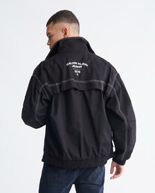 Varsity 弧形標誌企領外套, Ck Black, hi-res