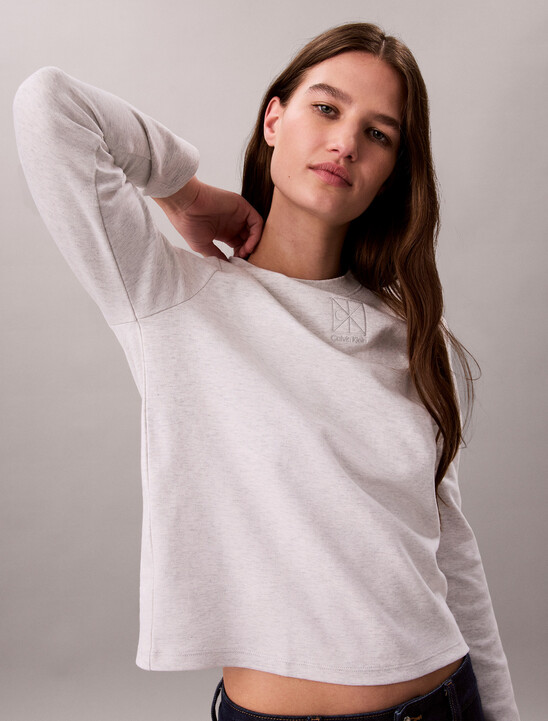 Interlock Cotton Emblem Mock Neck Tee