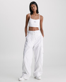 Soft Touch Wide Leg Cargo Pants, Bright White, hi-res