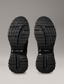 麂皮及徽章標誌尼龍運動鞋, Triple Black, hi-res