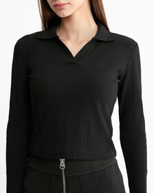 Monologo Rib Knit Slim Polo, Ck Black, hi-res