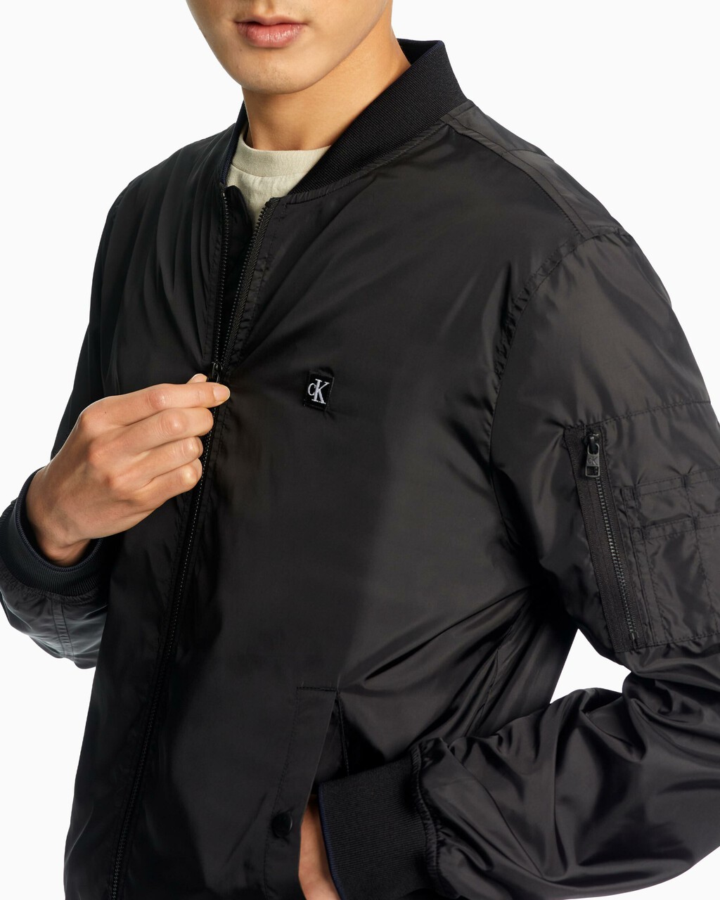 Nylon Bomber Jacket, Ck Black, hi-res