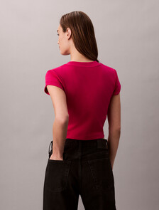 Slim Cropped Monogram T-shirt, Petunia Pink, hi-res