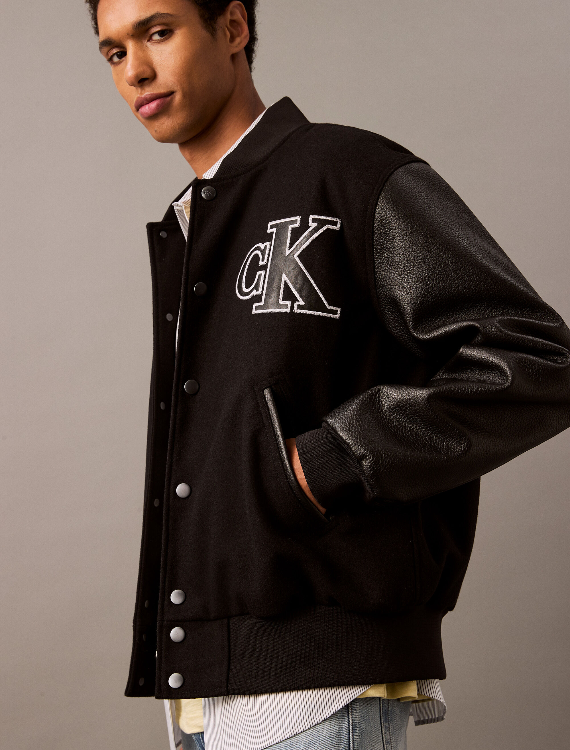 Varsity Bomber Jacket | black | Calvin Klein Hong Kong Varsity Bomber Jacket | black | Calvin Klein Hong Kong