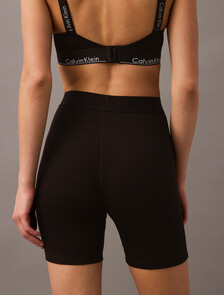 Cotton Stretch Rib Bike Shorts, Black, hi-res