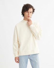 UNISEX RELAXED COTTON TERRY SWEATSHIRT, Ivory, hi-res