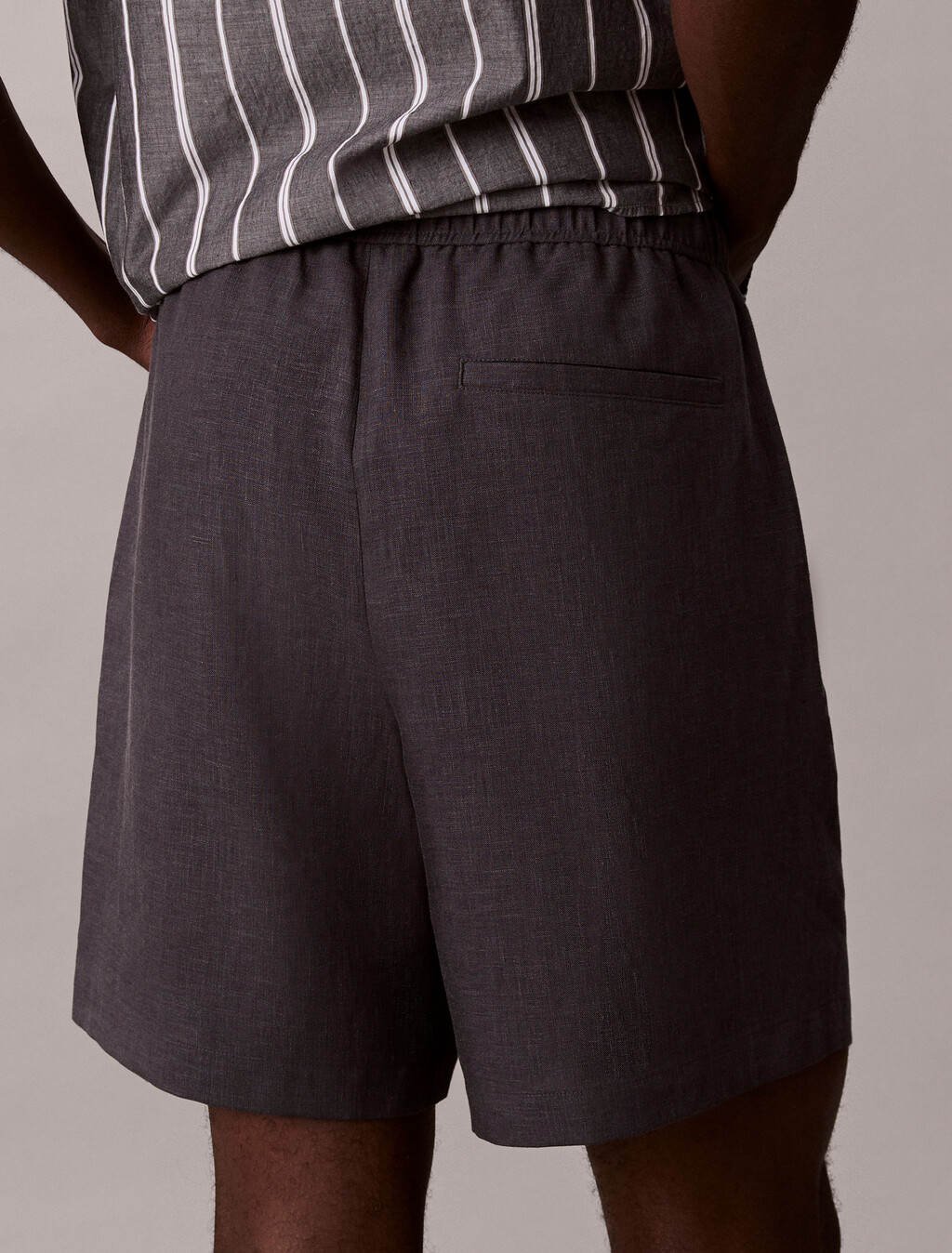 Linen Blend Pull-on Shorts, Ebony, hi-res