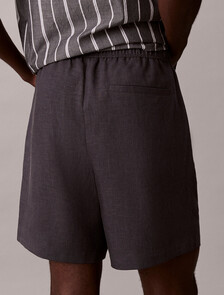 Linen Blend Pull-on Shorts, Ebony, hi-res