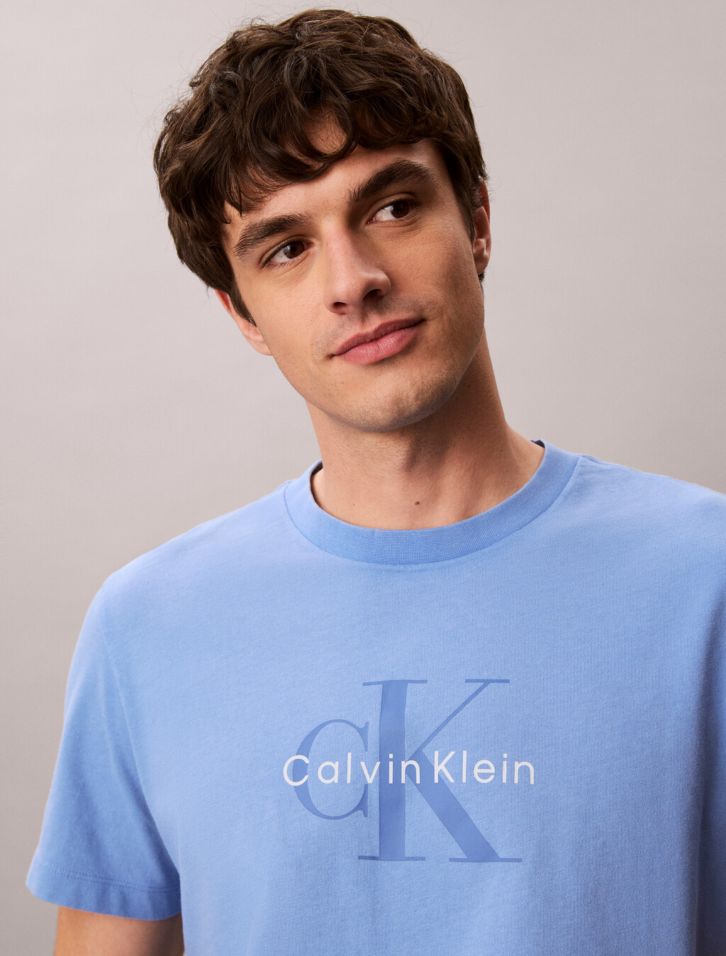 Washed Cotton Monogram T-shirt, Marina, hi-res