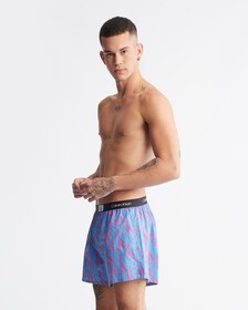 Calvin Klein 1996 梭織棉質平角內褲, Ghost Warp Logo Print+Campanula, hi-res