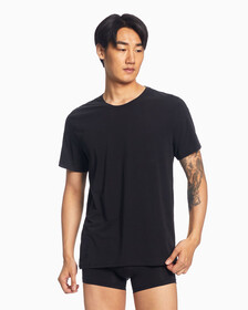 CK BLACK COTTON CREW NECK TEE, Black, hi-res