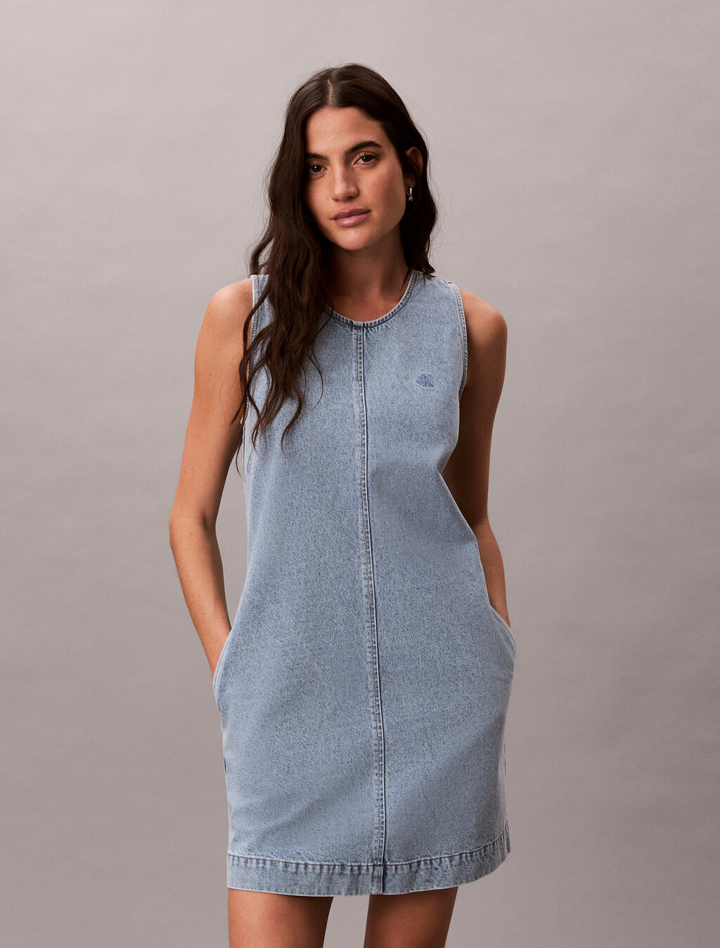 Denim Shift Dress, COASTAL LIGHT, hi-res