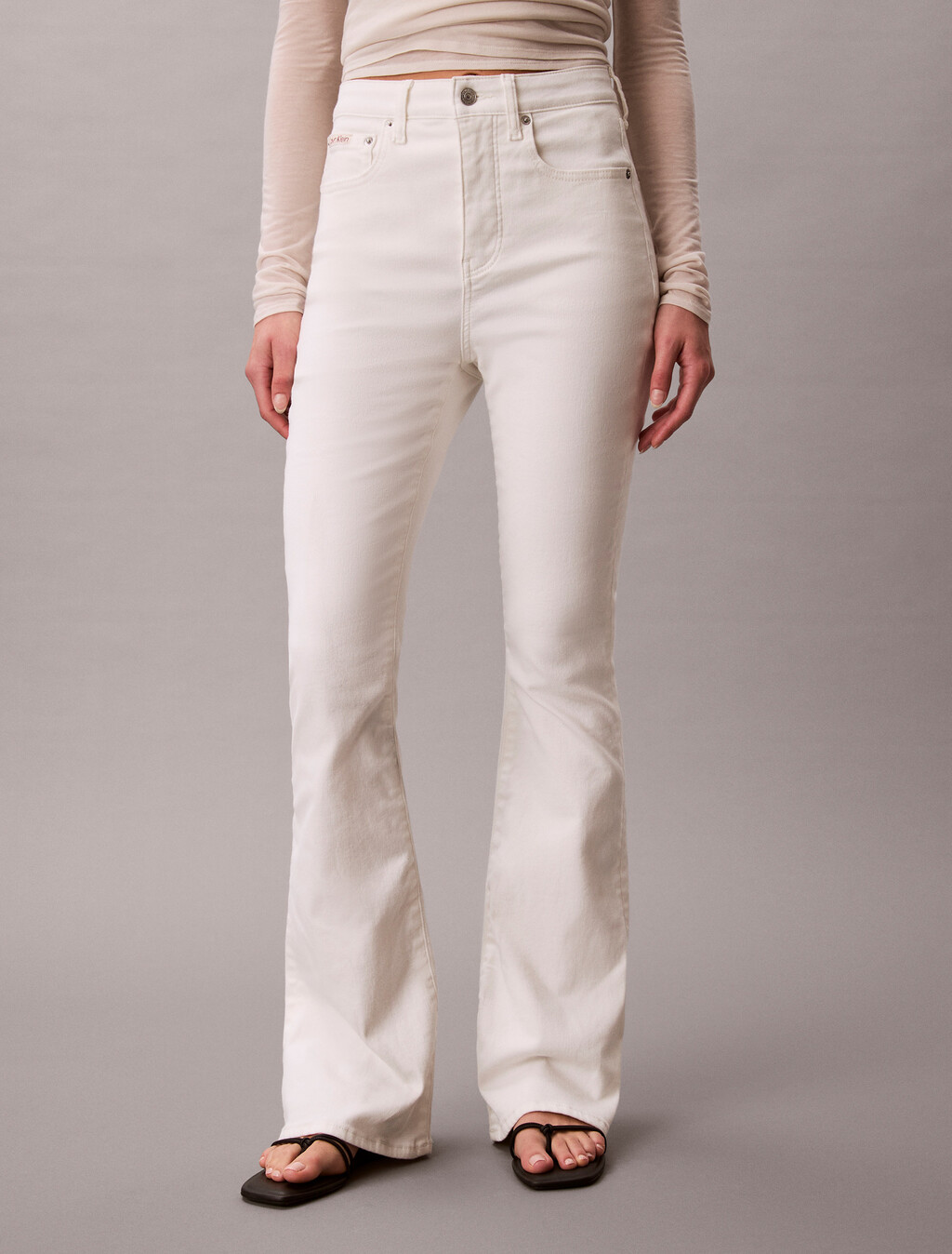 High Rise Flared Jeans, CHALK WHITE, hi-res