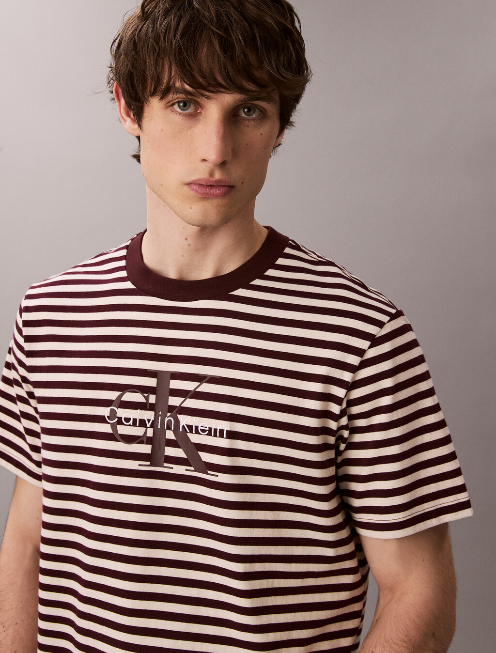 Monogram Logo Stripe Relaxed T-Shirt, Moroccan Brown, hi-res