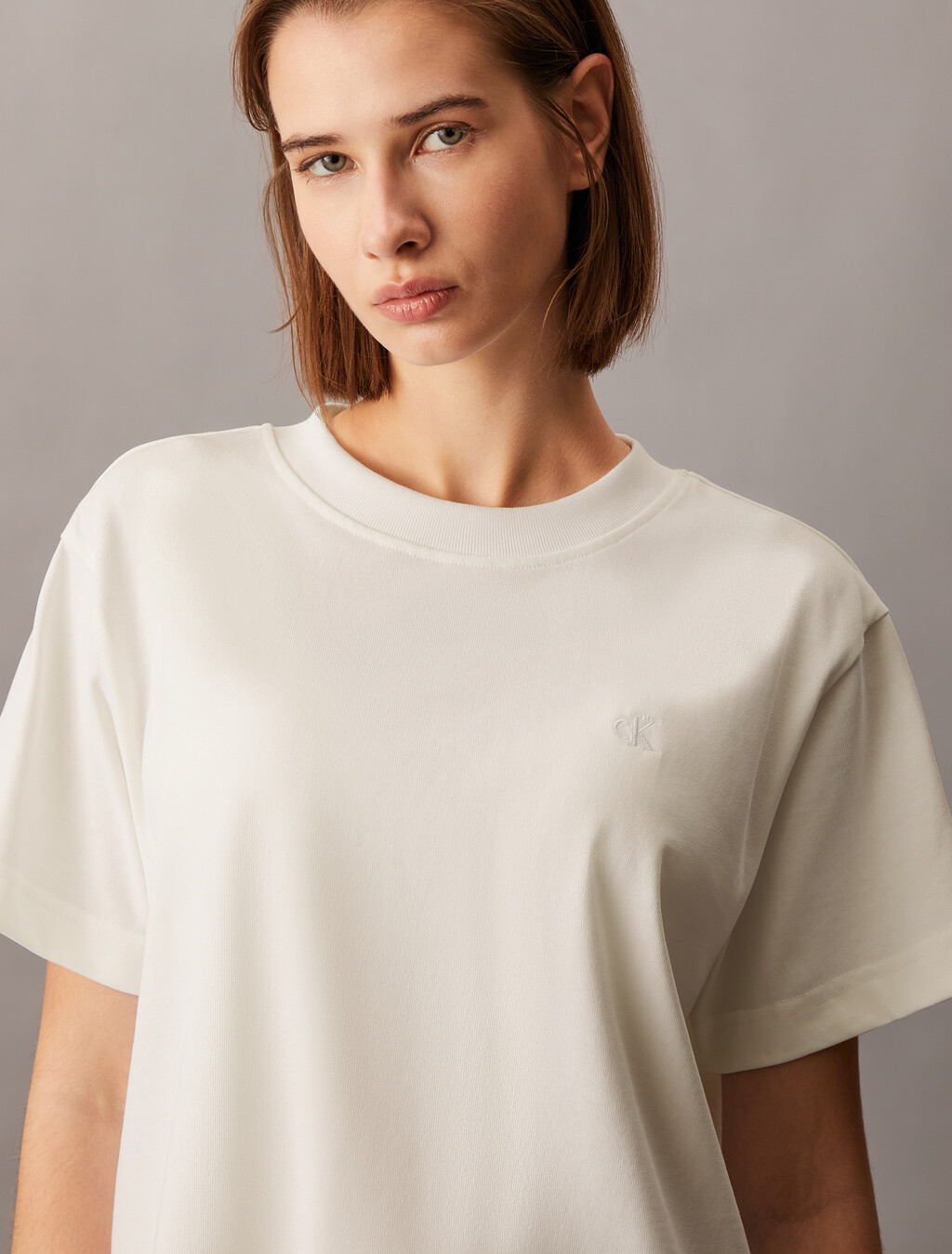 Monogram Embroidery Tee, Bright White, hi-res