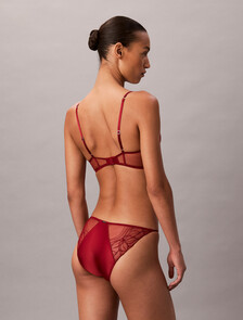 Lightly Lined Plunge Bra - CK Black Floral Lace, Fall Berry, hi-res