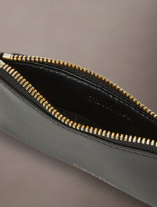 皮革拉鍊票卡夾, Black, hi-res