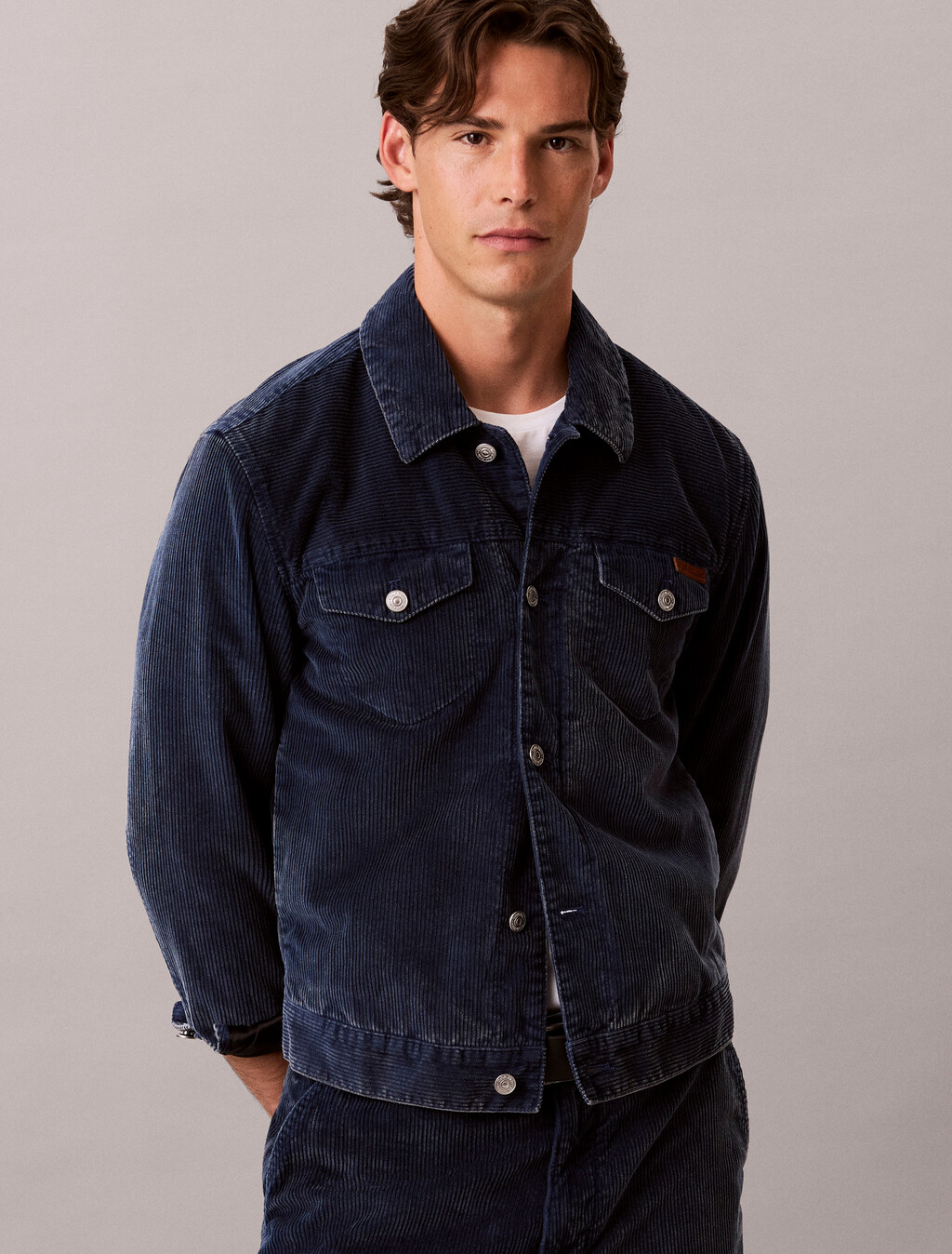 Washed Corduroy Trucker Jacket, Pageant Blue, hi-res