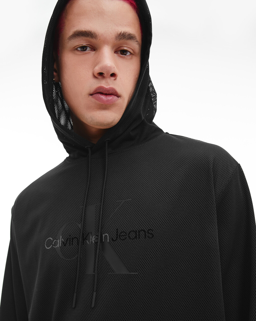 BLACK ARCHIVAL MONOGRAM 網眼連帽衛衣, Ck Black, hi-res