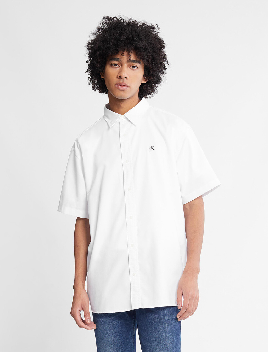 Ck Badge Coolmax Oxford Shirt, Bright White, hi-res