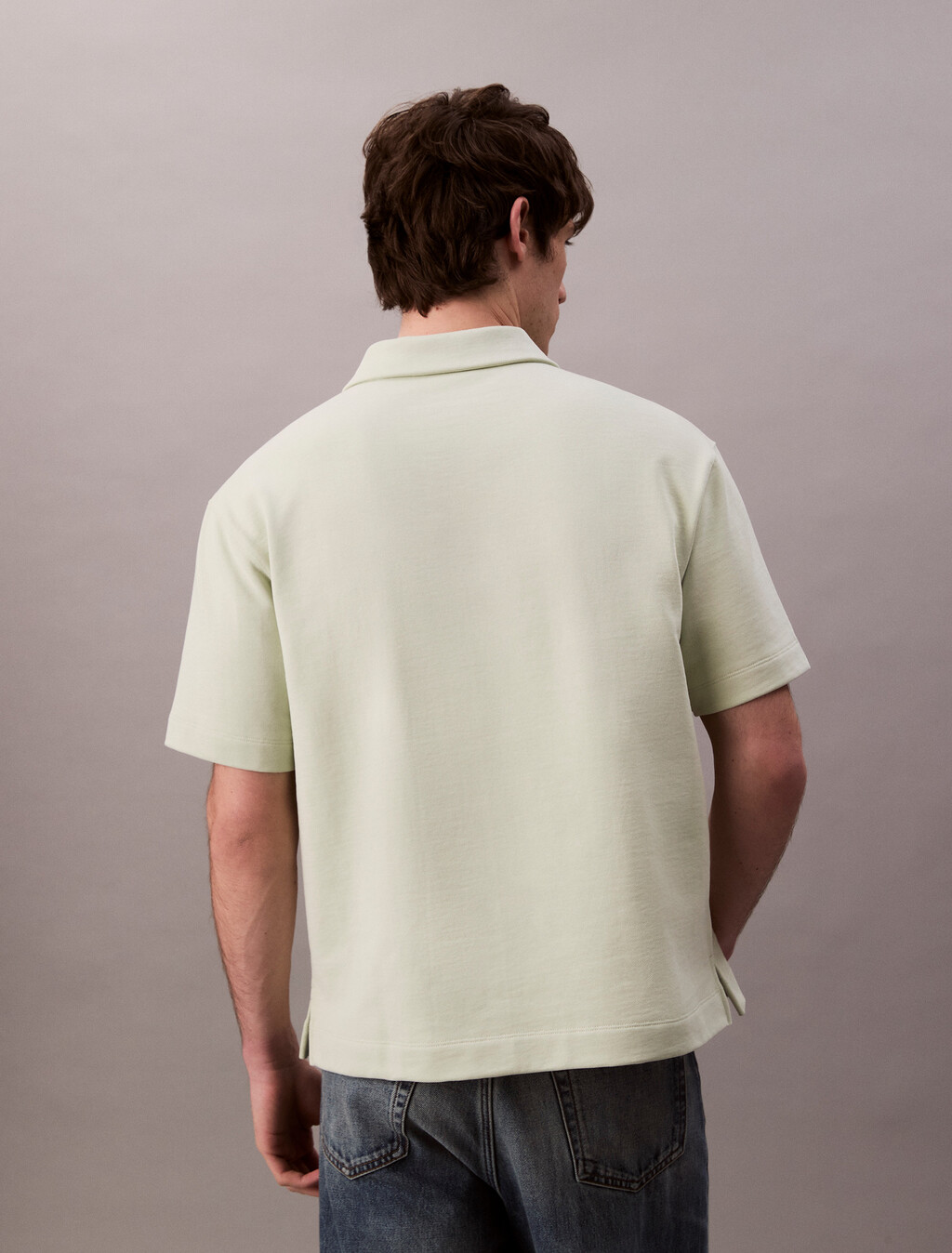 Cotton Terry Logo Polo Shirt, Tender Greens, hi-res