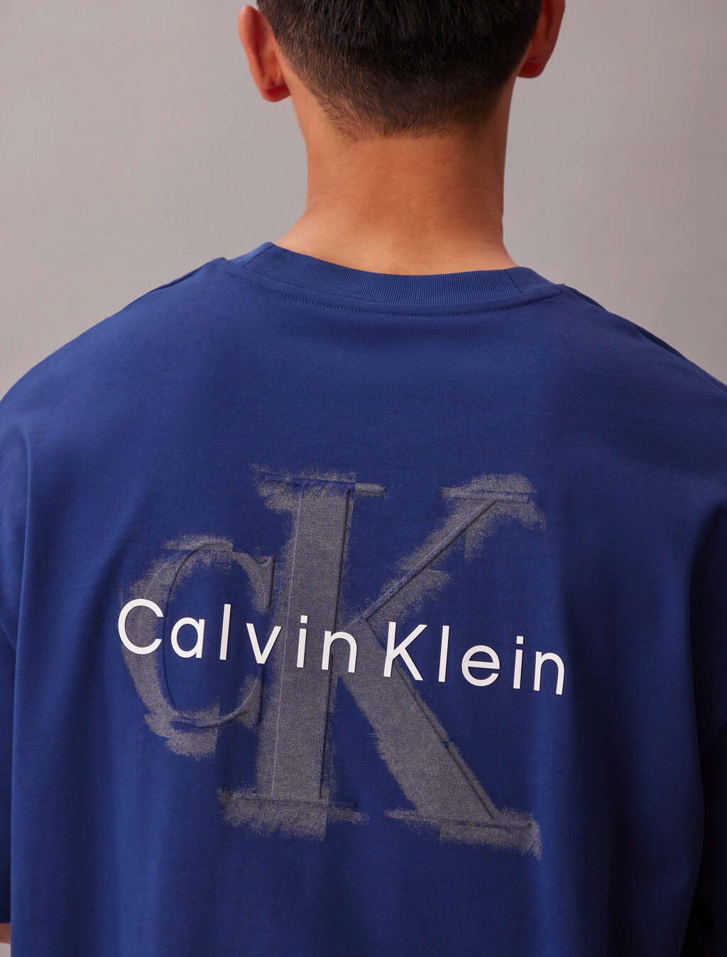 Oversized Embossed Monogram Tee, Blue Majesty, hi-res