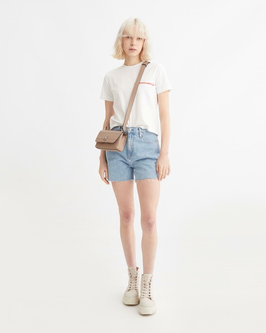 Minimal Monogram East-West Flap Textured Crossbody