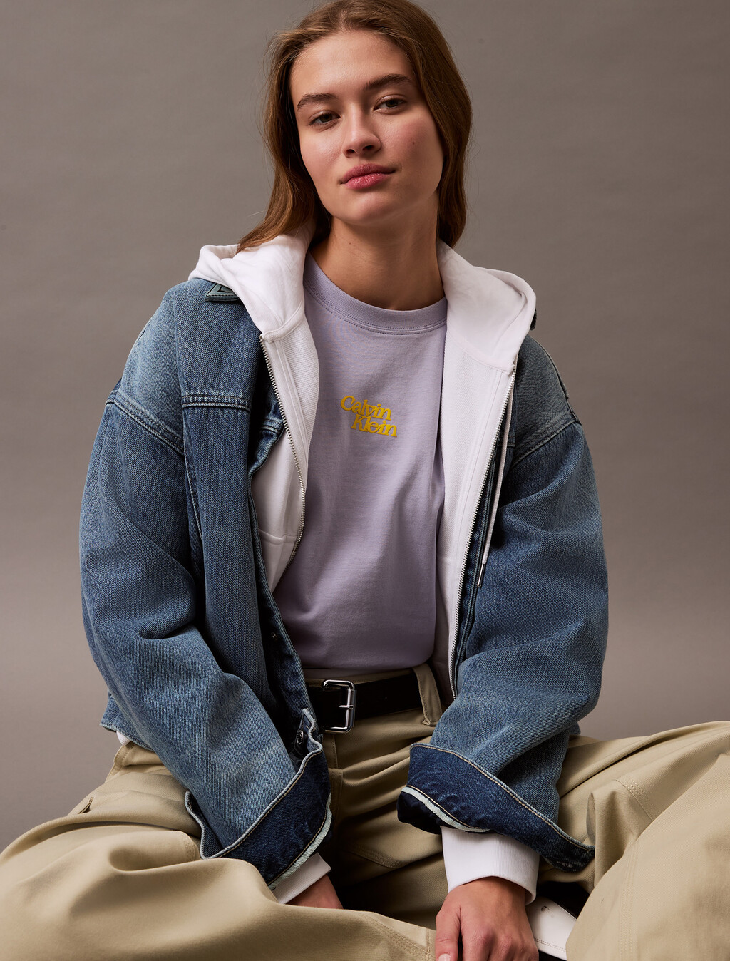 Flocked Logo Crewneck Tee, Languid Lavender, hi-res