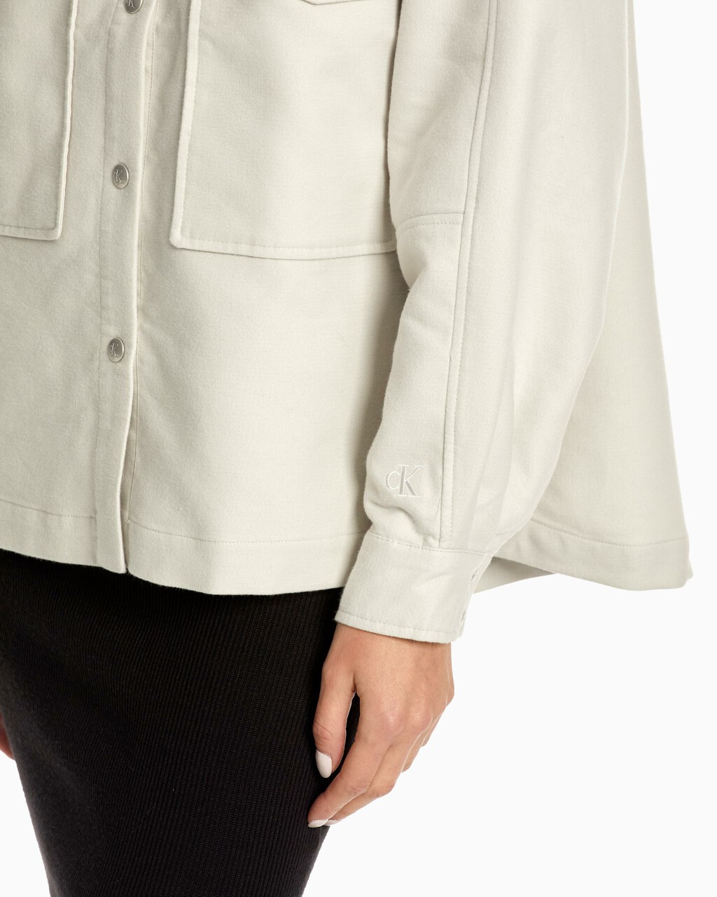 Relaxed Cotton Shacket, Stratus Grey, hi-res
