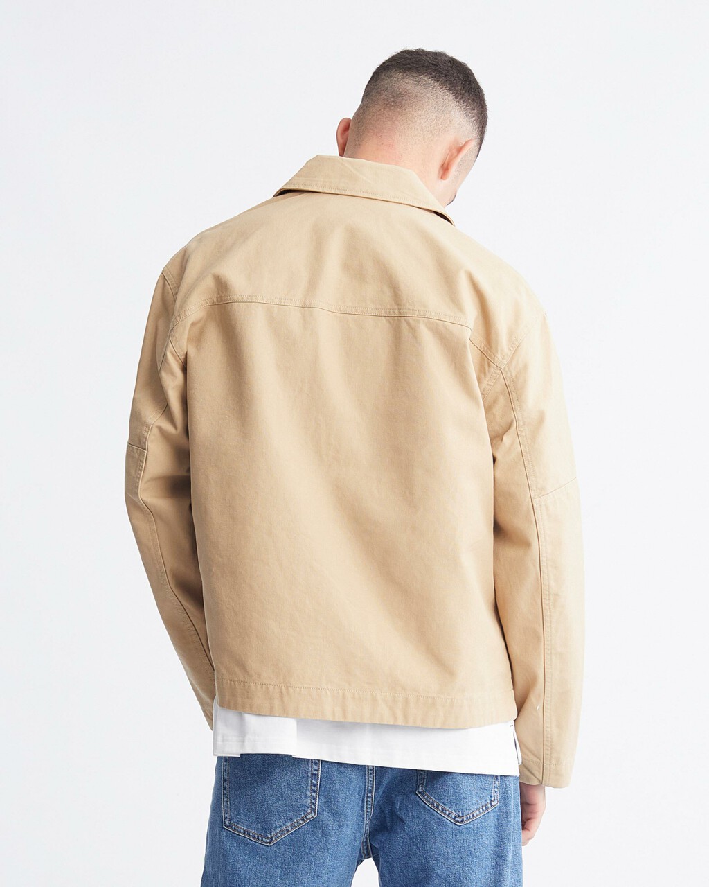 Modern Workwear Boxy Cropped Jacket, Travertine, hi-res