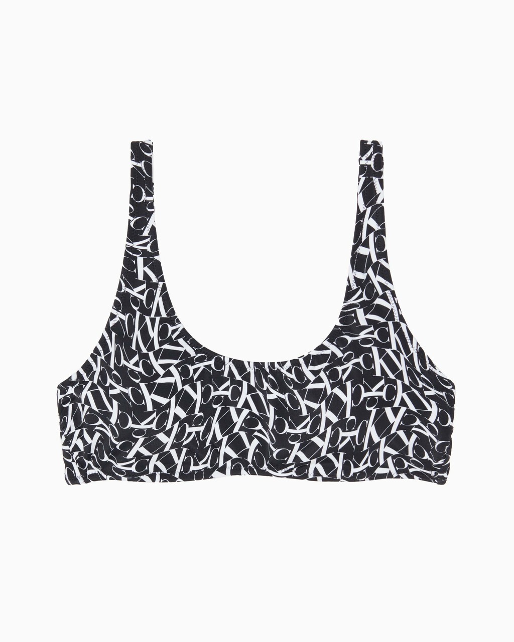 CK ONE WARPED MONOGRAM SWIM BRALETTE, Ck One Warped Monogram Black Aop, hi-res