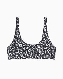 CK ONE WARPED MONOGRAM SWIM BRALETTE, Ck One Warped Monogram Black Aop, hi-res