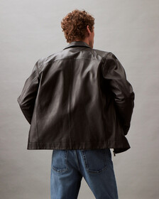 Full-Zip Leather Jacket, Black Beauty, hi-res