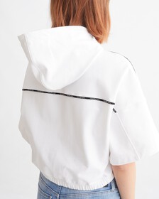 標誌飾帶短款連帽衛衣, Bright White, hi-res