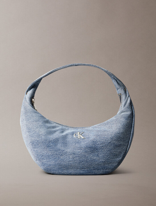 Monogram Denim Crescent Shoulder Bag