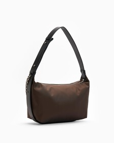 尼龍鏈條單肩包 28 公分, DARK CHESTNUT, hi-res