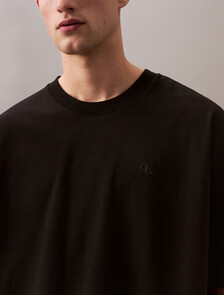 Oversized Embossed Monogram Tee, Black, hi-res