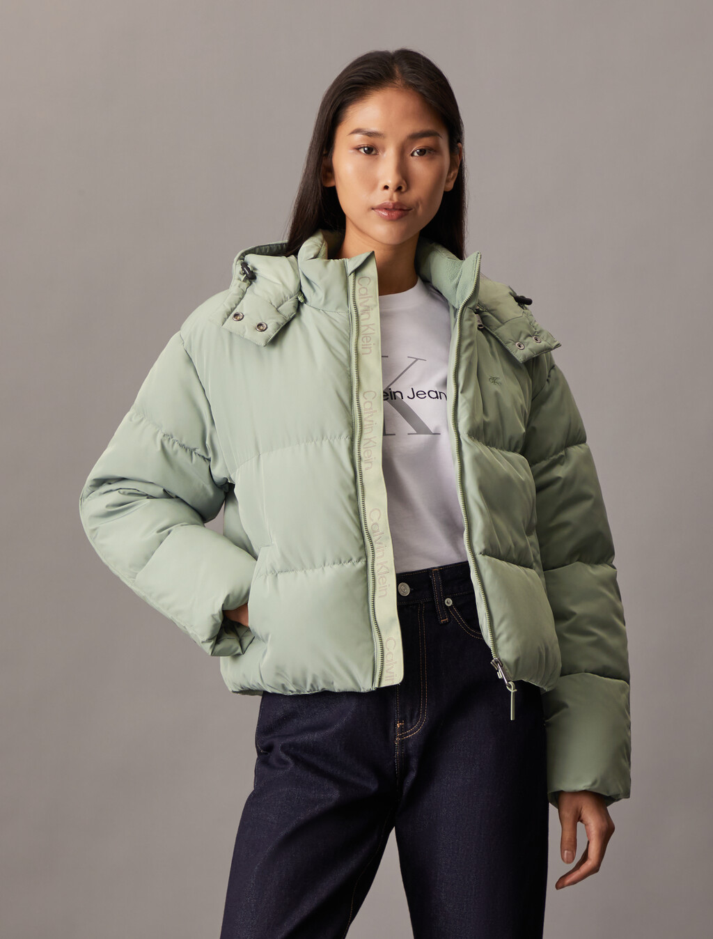 Classic Puffer Jacket, Green Milieu, hi-res