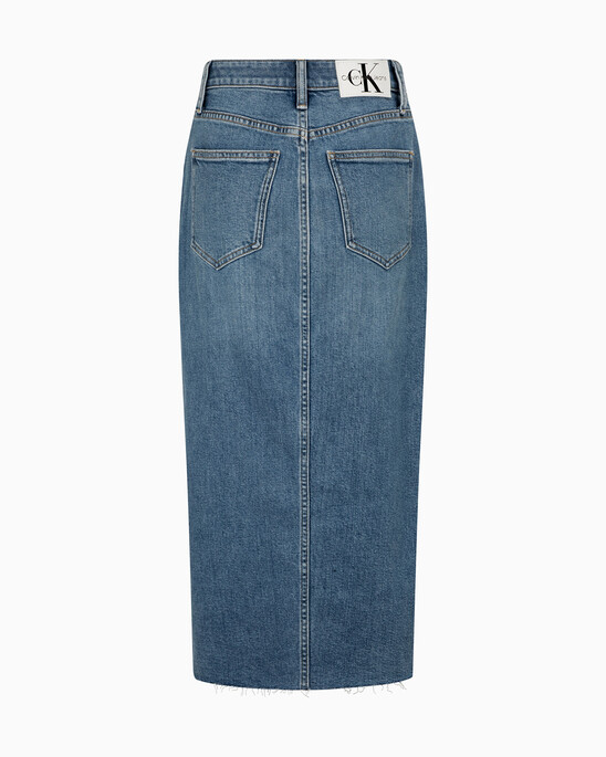 RECONSIDERED FRONT SPLIT MAXI DENIM SKIRT
