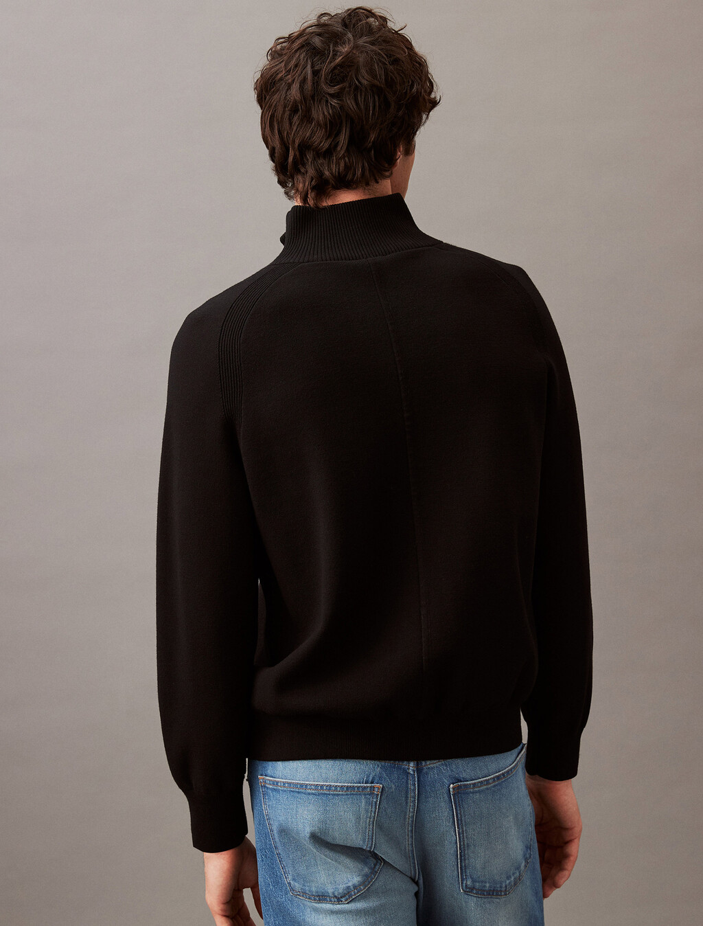 Tech Knit Quarter Zip Sweater, Black, hi-res