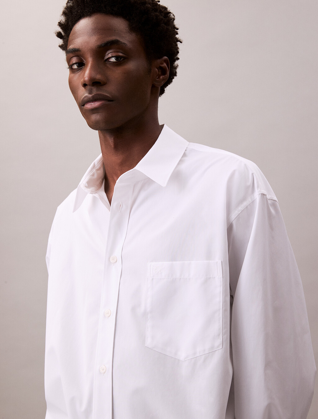 Cotton Relaxed Button-Down Shirt, Brilliant White, hi-res