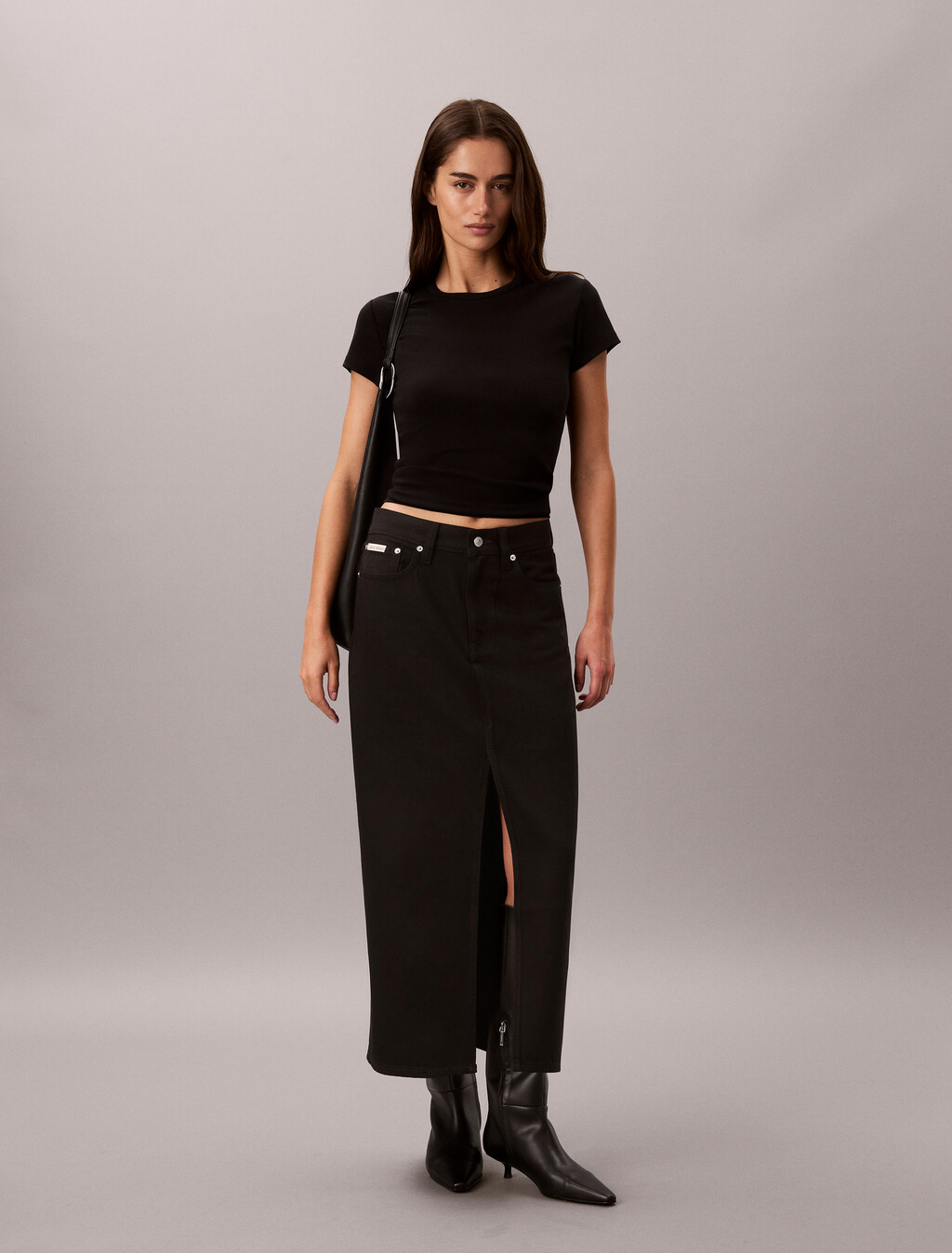 Denim Maxi Skirt, CK CLASSIC BLACK, hi-res